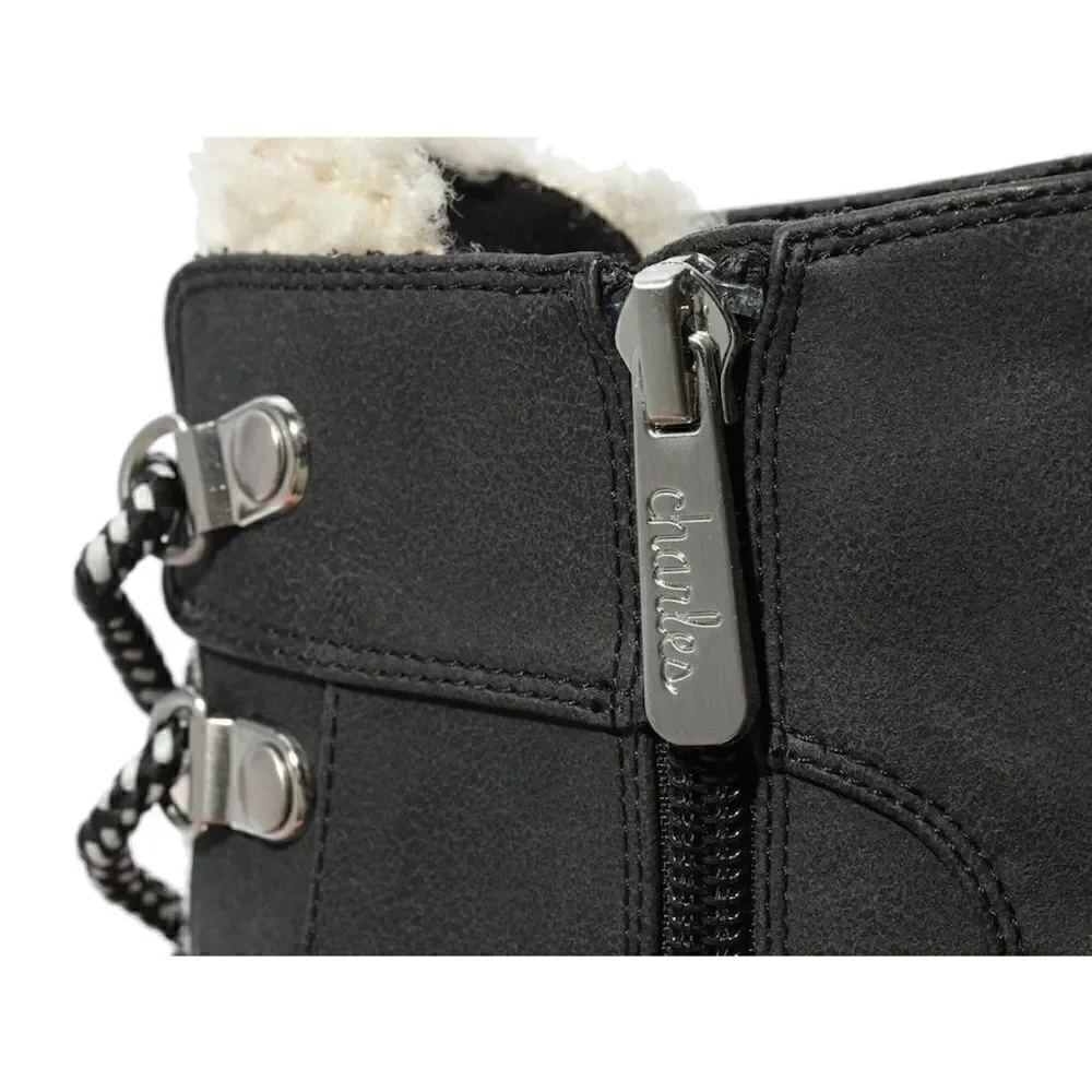 CHARLES BY CHARLES DAVID WEARY FAUX NUBUCK AND FAUX-FUR PLATFORM ANKLE B… - Picture 10 of 16